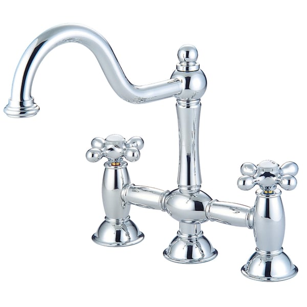 Kingston Brass KS3781AX Restoration Bridge Kitchen Faucet, Polished Chrome KS3781AX - main